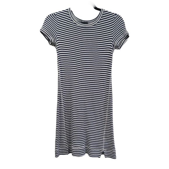 Theory Womens Striped Onissa Ribbed Mini Dress Size S Navy Blue White 90s Y2K - Picture 1 of 13